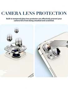 ROMWE Apple camera lens protective film with rhinestone lens protective cover