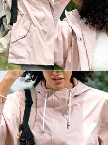 In My Nature 女士戶外運動城市通勤腰收防曬帽夾克，防風防水