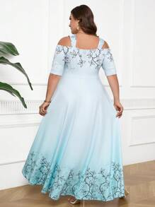 SHEIN Clasi Robe élégante pour femme grande taille avec impression florale pour les vacances d - Vert menthe - Voir 7