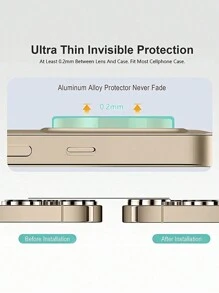 ROMWE Vỏ máy ảnh của Apple Bảo vệ ống kính lấp lánh Tương thích với IPhone 15 14 13 12 11 Pro Max - Vàng - Xem 6