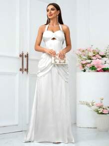 SHEIN Belle Gaun Cocktail Wanita - Putih - View 6