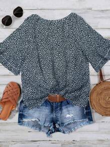 EMERY ROSE Maglietta casual con stampa a collo tondo da donna per la primavera/estate