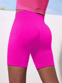 SHEIN Pantalones Cortos Deportivos Casuales De Cintura Alta De unicolor Para Niña Preadolescente