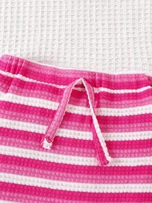 Elladie kids Bộ đồ 2 món thời trang đường phố giản dị cho cô gái trẻ với váy dài cho mùa Xuân/Hè - Màu Hồng Tươi - Xem 4