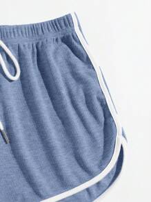 SHEIN EZwear 夏季服装 2 条装 打结腰身海豚短裤 - 霧霾藍 - 查看 4