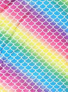 Vestido de cobertura casual impreso con diseño de sirena y ribetes de borlas para fiesta en la playa para niña joven