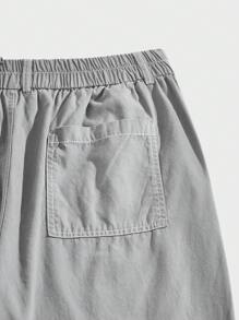 Manfinity VCAY Men Solid Color Slanted Pocket Woven Loose Tapered Casual Pants - Dusty Blue - View 7