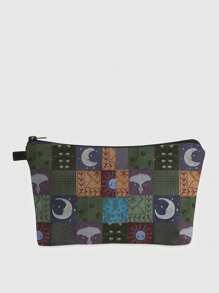 ROMWE Fairycore 336223 Geometric Pattern Makeup Bag - Multicolor - View 1