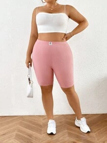 SHEIN Essnce Leggings d'été grande taille pour femmes, lot de 3 pièces. Shorts moulants, shorts longs, shorts gris, shorts noirs, shorts roses - Multicolore - Voir 7