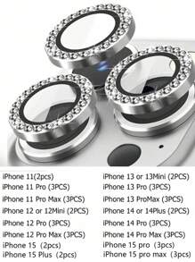 ROMWE Apple Máy chụp hình Ống kính Màng bảo vệ Nạm kim cương Ống kính Lớp bảo vệ - Bạc - Xem 8