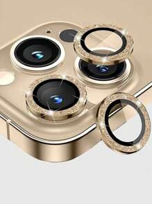 ROMWE Vỏ máy ảnh của Apple Bảo vệ ống kính lấp lánh Tương thích với IPhone 15 14 13 12 11 Pro Max - Vàng - Xem 1