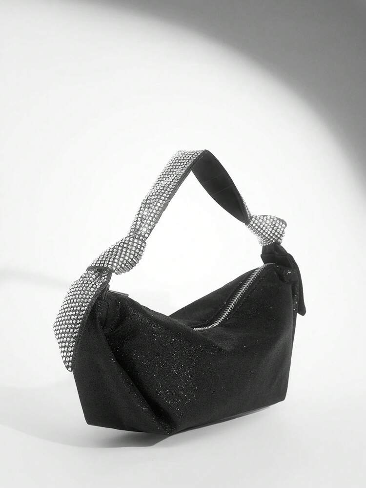 Women Fashionable And Gorgeous Solid Color Glitter Rhinestone Handbag Valentines