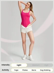 GLOWMODE FeatherFit™ Square Neck Bodysuit - Tropical Pink - View 6