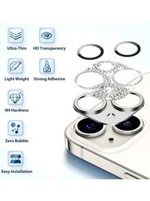 ROMWE Apple camera lens protective film with rhinestone lens protective cover