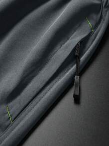 男士夏季休閒度假拉鍊口袋7/10長度短褲 - 灰色 - 查看 4