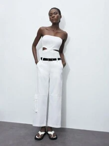 Maija Ladies Solid Color Simple Style Strapless Jumpsuit For Daily Wear