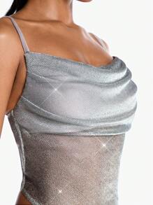 SHEIN BAE Festiwal muzyczny Impreza świąteczna Wszechstronny, kuszący metaliczny top na ramiączkach