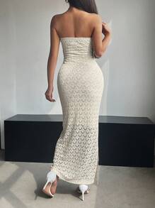 Breezaya Damen Maxikleid mit einfarbigem, ausgeschnittenem Trägerlos-Design