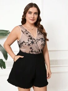 SHEIN Clasi Plus Size Women Star Pattern Patchwork Jumpsuit With Pockets For Summer - Multicolor - View 6