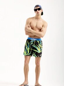 Surfspeed Men Drawstring Vacation Casual Summer Beach Shorts - Black - View 4