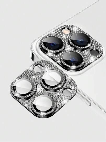 Apple camera lens protective film with rhinestone lens protective cover