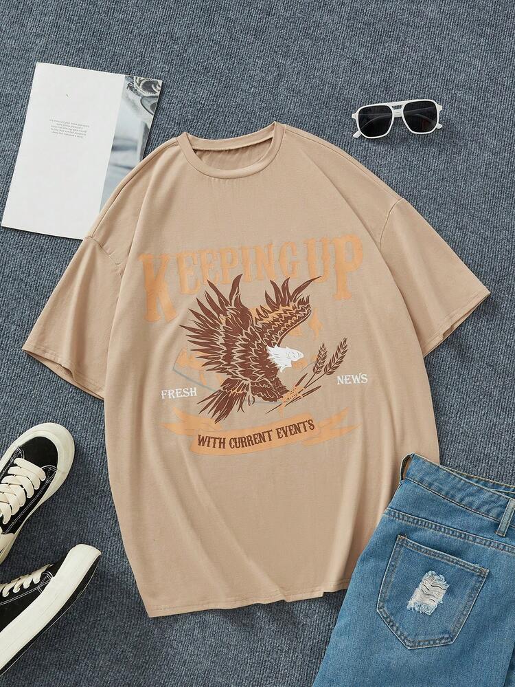 Women's Casual Eagle Printed Short Sleeve T-Shirt, Summer