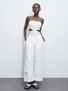 Maija Ladies Solid Color Simple Style Strapless Jumpsuit For Daily Wear