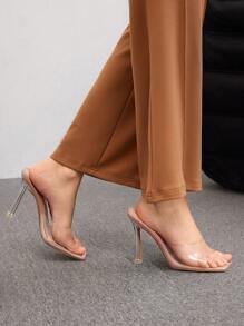 CUCCOO BIZCHIC Giày sandal gel thủy tinh trong suốt cao gót dành cho nữ, gót tốt nghiệp, giày cao gót vũ hội cho mùa hè Phong cách thanh lịch cơ bản cho doanh nhân Công sở sang trọng Halloween - Màu be - Xem 5