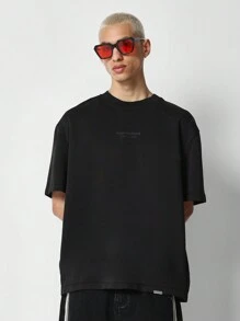 SUMWON 常规款短袖后背环形 T 恤，背面有压花 - 黑色 - 查看 2