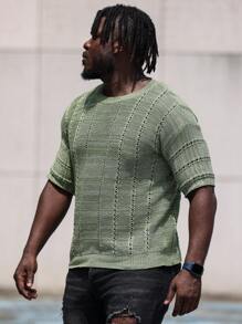 Manfinity Homme Men Fashionable Knitted Short Sleeve Top For Vacation - Multicolor - View 1