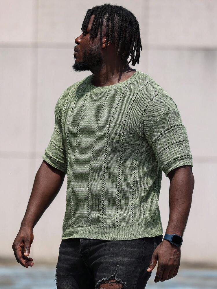 Men Fashionable Knitted Short Sleeve Top For Vacation