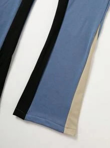 Chillumni Pantaloni da jogging casual da uomo con stampa lettere, vestibilità ampia, vita con coulisse e tasche - Blu - Visualizzare 7