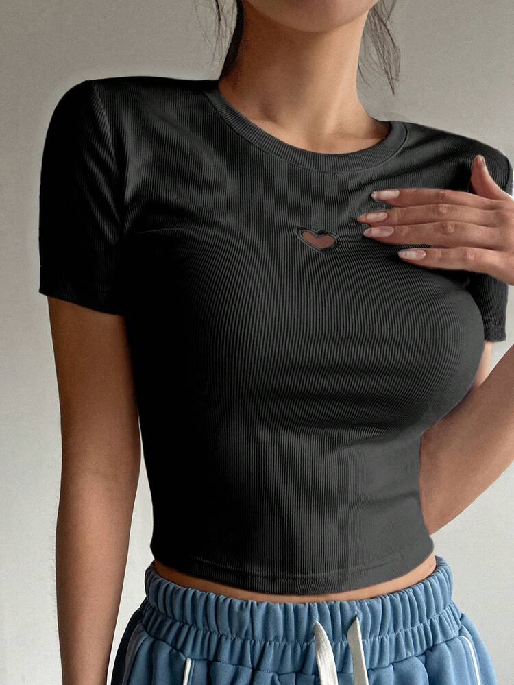 Women's Fashionable Slim-Fit Short Sleeve Wrap Front Printed T-Shirt Summer Preppy Tops