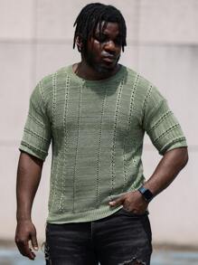 Manfinity Homme Men Fashionable Knitted Short Sleeve Top For Vacation - Multicolor - View 4