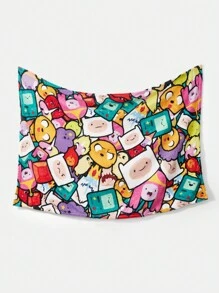 ADVENTURE TIME X SHEIN Cute Cartoon Allover Print Soft Plush Blanket, GIFTS