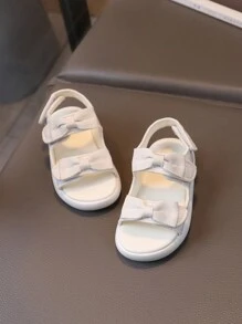 1 Pair Beige Bowknot Infant Sandals, Soft Sole Comfortable Shoes For Daily Wear In Spring And Summer - Beige - View 3