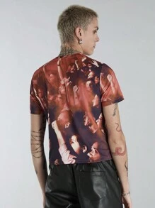 Manfinity VCAY 男士夏季印花圓領短袖休閒T恤 - 彩色 - 查看 2