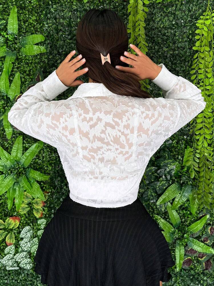 Summer Holiday Loose Texture Fabric Solid Color Long Sleeve Shirt