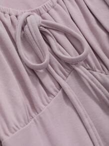DAZY Women's Japanese-Style Drawstring Nightgown With Large Collar And Wood-Ear Edges