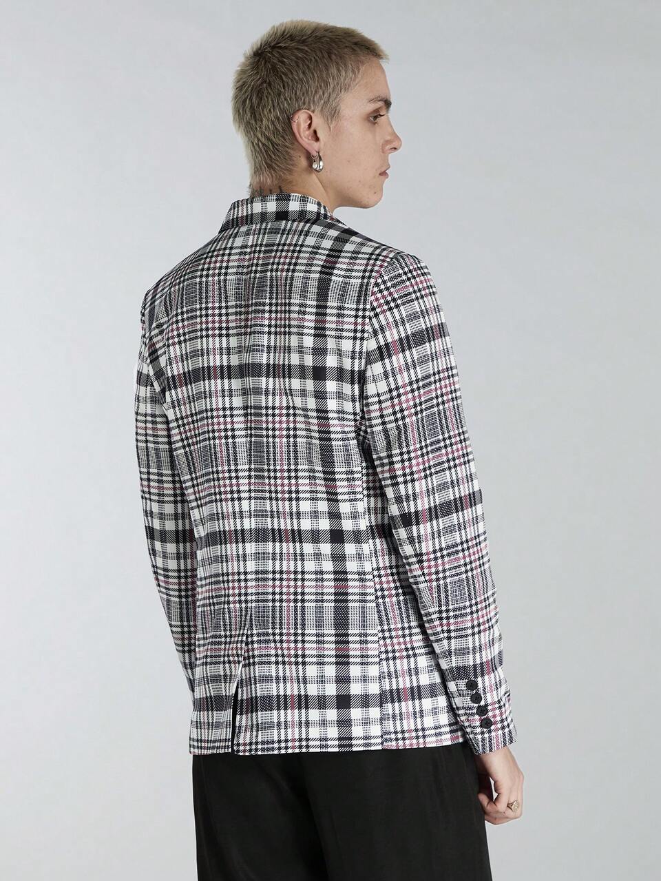 Men's Fashion Plaid Design Woven Casual Blazer For Daily Wear, For Fall Winter