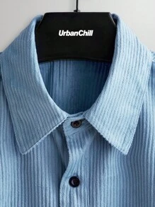 Manfinity VCAY Men Solid Color Simple Style Short Sleeve Woven Casual Shirt For Daily Wear