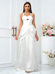 SHEIN Belle Gaun Cocktail Wanita - Putih - View 5