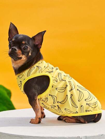 PETSIN Cute Fruit Banana Printed Pet Vest, Breathable And Anti-Mosquito, 1pc, For Summer