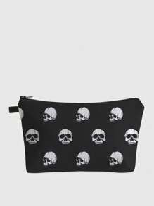 ROMWE Goth 285214 Skull Pattern Makeup Bag - Black - View 1
