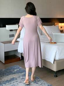 DAZY Women's Japanese-Style Drawstring Nightgown With Large Collar And Wood-Ear Edges