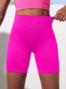SHEIN Pantalones Cortos Deportivos Casuales De Cintura Alta De unicolor Para Niña Preadolescente