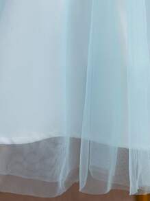 SHEIN Young Girls' Loose Cute Sequin Lace Splice Ruffle Hem Mesh Dress - Blue - View 9