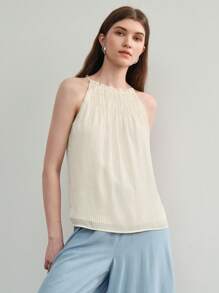 MOTF STUDIO TRANG TRÍ DÁNG RẮC RẮN RUCHED HALTER TOP - Màu vàng - Xem 10