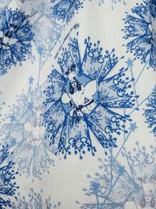 The Wizard of Oz X SHEIN Tween Girl All-Over Printed Square Neck Puff Sleeve Dress For Summer - Blue and White - View 7