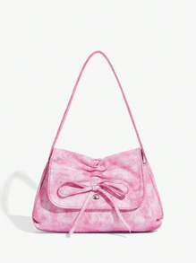 SHEIN ICON Women's Fashionable And Unique Y2K Bowknot Decorated Underarm Shoulder Bag In Sweet And Cool Ballerina Style, Bow Tie, Hobo Bag, Woven Bag, Suitable For Street And Dating Valentines